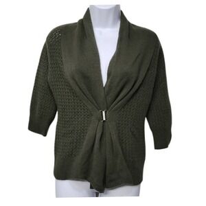 Neiman Marcus 100% Cashmere Cardigan Sweater Medium Green‎ Luxury Old Money Cozy